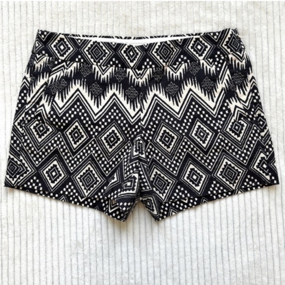 J. Crew Black Beige Aztec Pattern Shorts 14